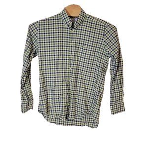 Bird Dog Bay Button Down Shirt Large Long Sleeve Green‎ Blue White Plaid